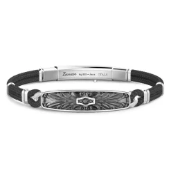 Clearance Zancan Kevlar Bracelet With Silver Tag And Black Stones. Bracelets