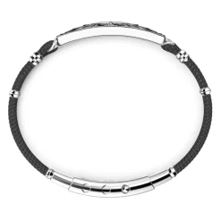 Clearance Zancan Kevlar Bracelet With Silver Tag And Black Stones. Bracelets