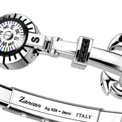 Best Sale Zancan Kevlar Bracelet With Silver Anchor, Stones And Compass. Bracelets