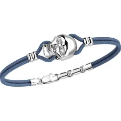 Fashion Zancan Kevlar Bracelet With Silver Skull And Stones. Bracelets