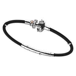 Shop Zancan Kevlar Bracelet With Silver Anchor And Black Stones. Bracelets