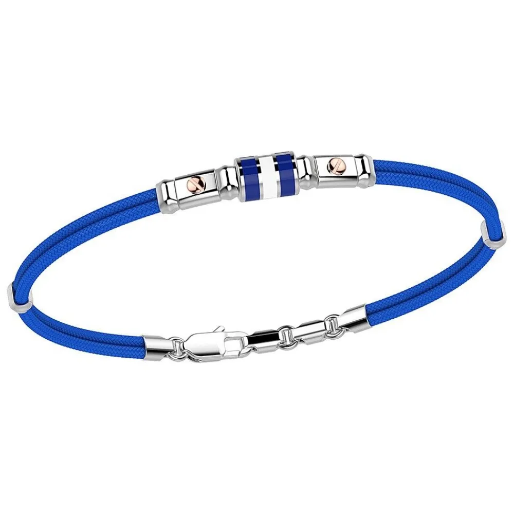 Cheap Zancan Kevlar Bracelet With Lacquered Silver Nautical Flag And Rose Gold Screws. Bracelets