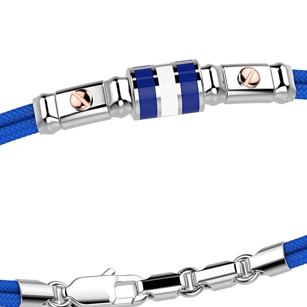 Cheap Zancan Kevlar Bracelet With Lacquered Silver Nautical Flag And Rose Gold Screws. Bracelets