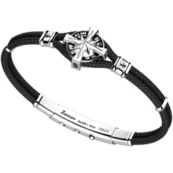 Store Zancan Kevlar Bracelet With Silver Wind Rose. Bracelets