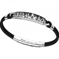 Store Zancan Kevlar Bracelet With Silver Tag And Flames. Bracelets