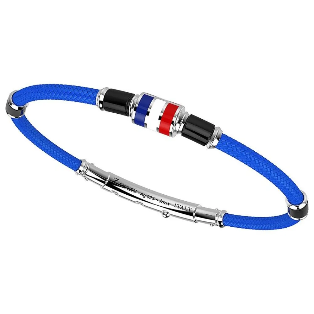 Shop Zancan Kevlar Bracelet With Lacquered Silver Nautical Flag. Bracelets