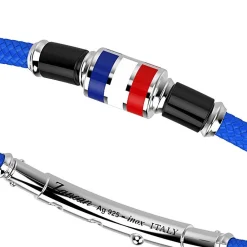 Shop Zancan Kevlar Bracelet With Lacquered Silver Nautical Flag. Bracelets