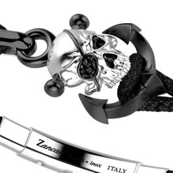 Store Zancan Kevlar Bracelet With Silver Skull. Bracelets