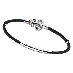 Fashion Zancan Kevlar Bracelet With Silver Anchor And White Stones. Bracelets