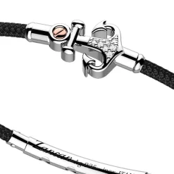 Fashion Zancan Kevlar Bracelet With Silver Anchor And White Stones. Bracelets