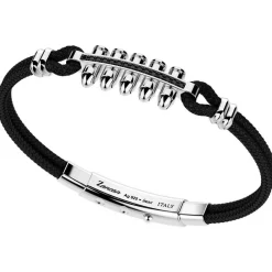 Hot Zancan Kevlar Bracelet With Silver Bullets And Black Stones. Bracelets