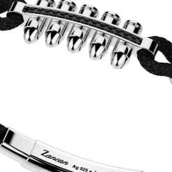 Hot Zancan Kevlar Bracelet With Silver Bullets And Black Stones. Bracelets