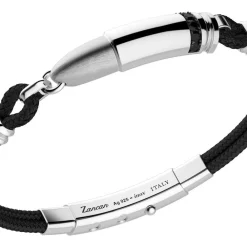 Outlet Zancan Kevlar Bracelet With Silver Bullet And Black Stones. Bracelets