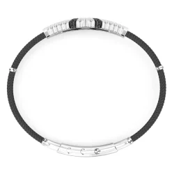 Fashion Zancan Kevlar Bracelet With Silver Tag And Black Stones. Bracelets