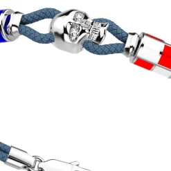 Store Zancan Kevlar Bracelet With Silver Skull And Nautical Flags. Bracelets