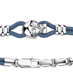 Outlet Zancan Kevlar Bracelet With Silver Skull And Stones. Bracelets