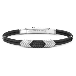 Discount Zancan Kevlar Bracelet With Silver Tag And Black Stones. Bracelets