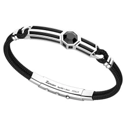 Store Zancan Kevlar Bracelet With Silver Tag And Onyx. Bracelets