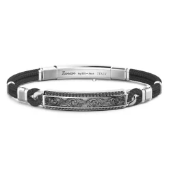 New Zancan Kevlar Bracelet With Silver Tag And Black Stones. Bracelets