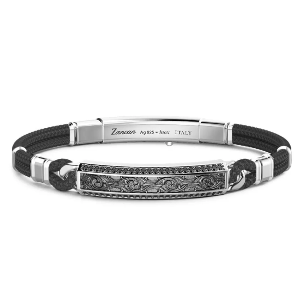New Zancan Kevlar Bracelet With Silver Tag And Black Stones. Bracelets