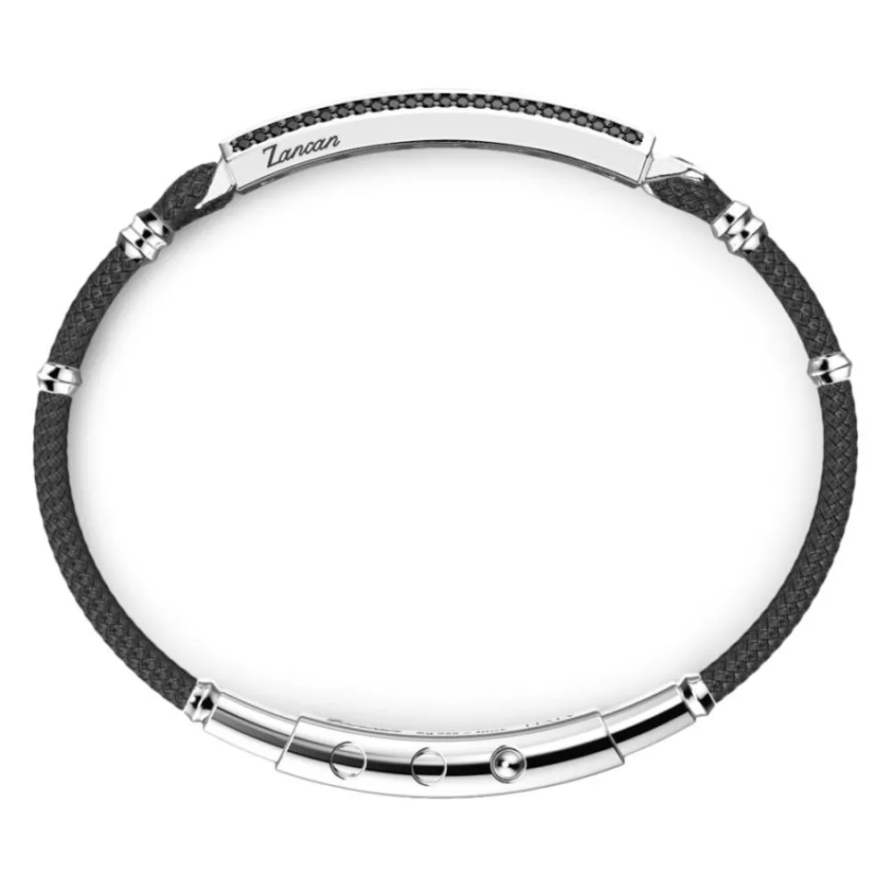 New Zancan Kevlar Bracelet With Silver Tag And Black Stones. Bracelets