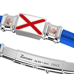 Discount Zancan Kevlar Bracelet With Lacquered Silver Nautical Flag And Rose Gold Screws. Bracelets