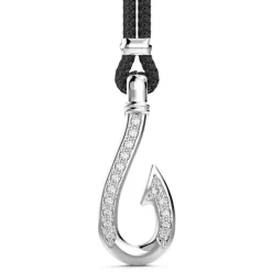 Online Zancan Kevlar Necklace With Silver Hook Pendant And White Stones. Colliers