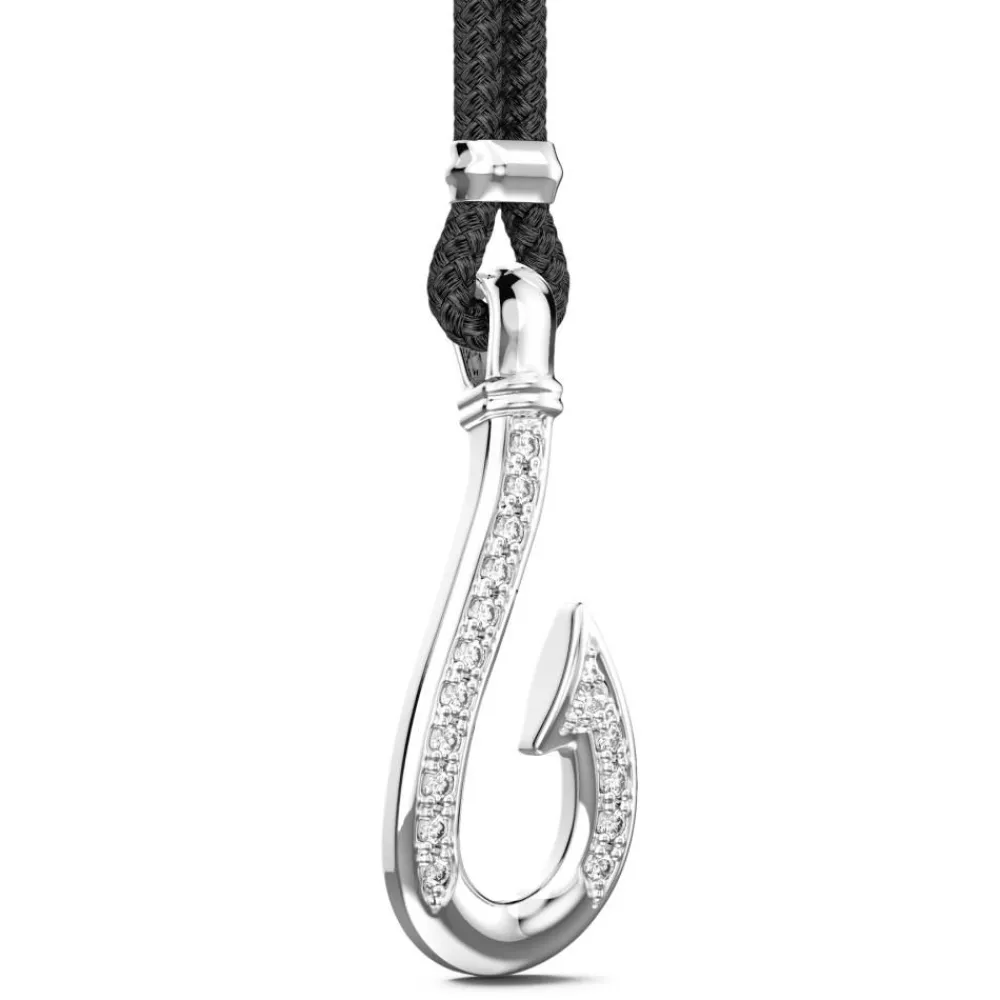 Online Zancan Kevlar Necklace With Silver Hook Pendant And White Stones. Colliers