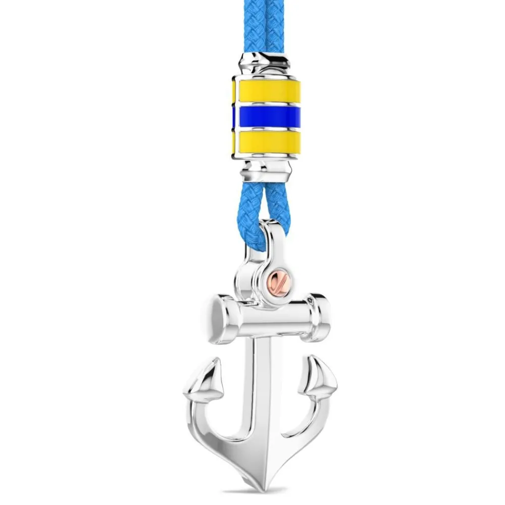 Hot Zancan Kevlar Necklace With Silver Pendant And Anchor. Colliers