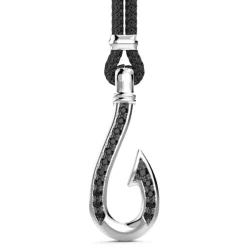 Discount Zancan Kevlar Necklace With Silver Hook Pendant And Black Stones. Colliers