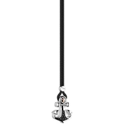 Flash Sale Zancan Kevlar Necklace With Silver Anchor Pendant And Black Stones. Colliers