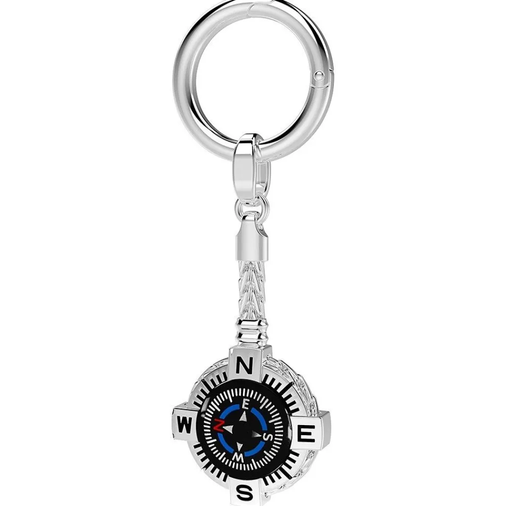 Best Zancan Keychain With Black Silver Compass. Porte-clés
