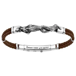 Online Zancan Leather And Silver Bracelet With Wolf. Bracelets