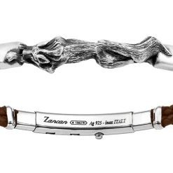 Online Zancan Leather And Silver Bracelet With Wolf. Bracelets