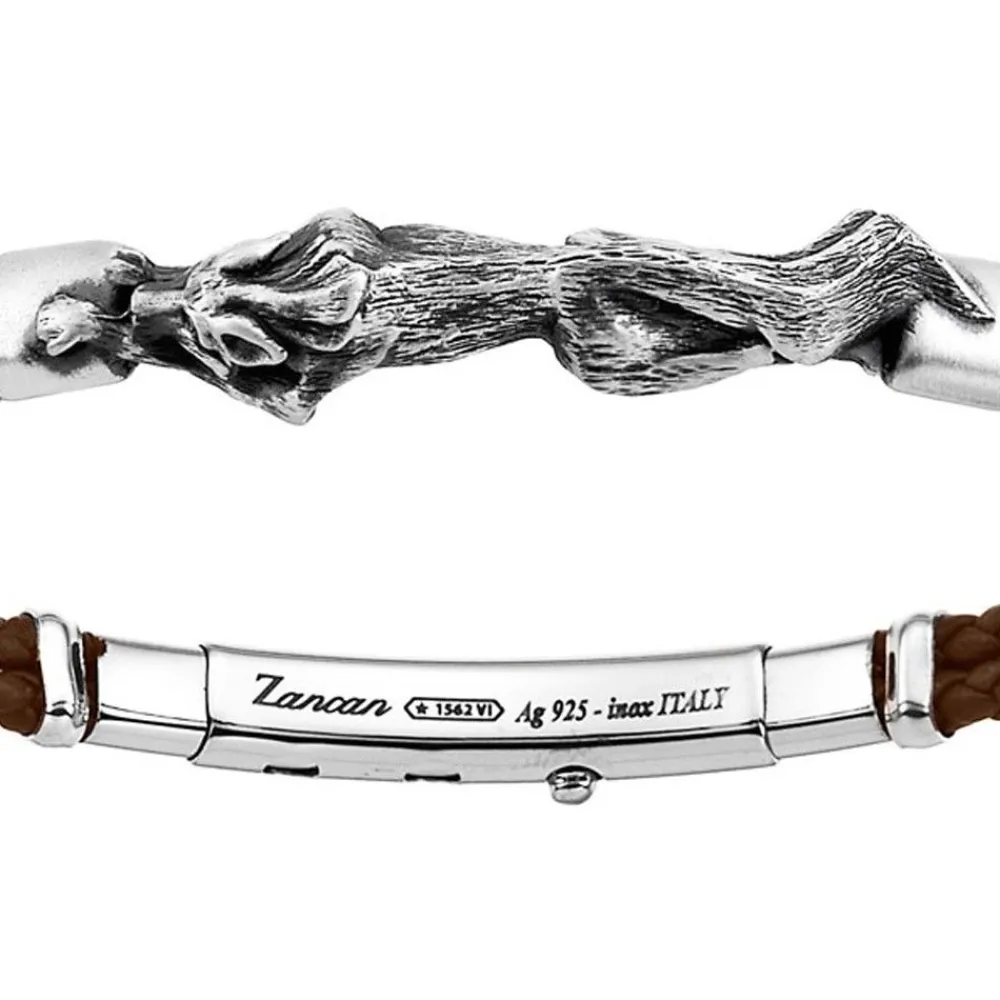 Online Zancan Leather And Silver Bracelet With Wolf. Bracelets