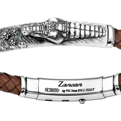 Best Zancan Leather And Silver Bracelet With Alligator. Bracelets
