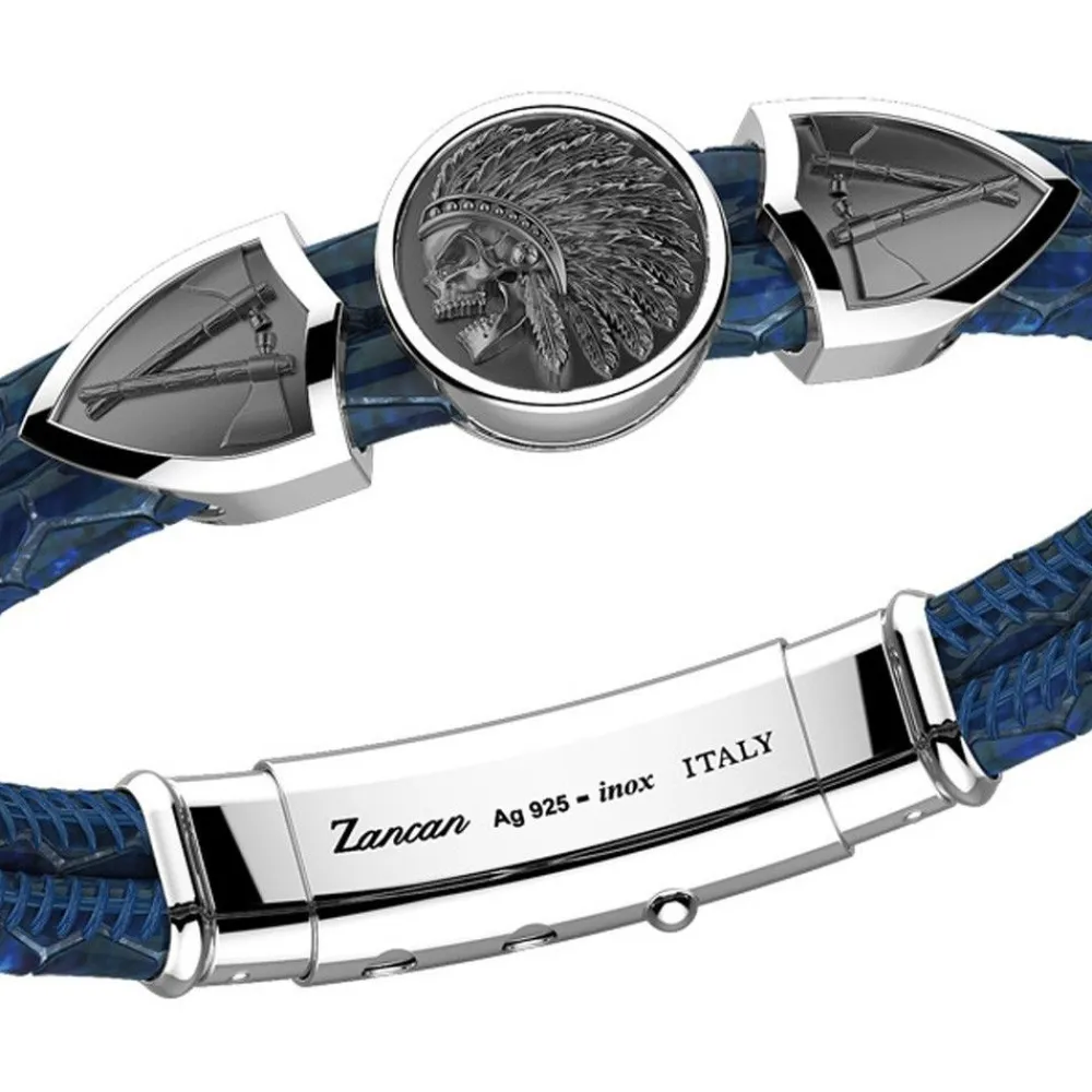 Clearance Zancan Leather Bracelet Tag And With Native American Skull. Bracelets