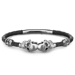 Online Zancan Leather Bracelet With Skulls. Bracelets
