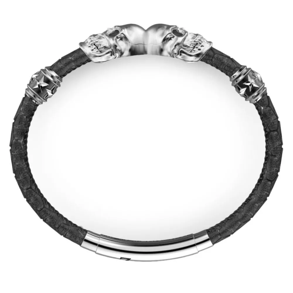 Online Zancan Leather Bracelet With Skulls. Bracelets