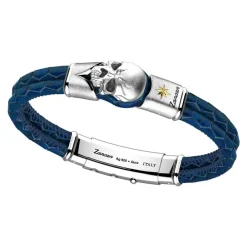 Cheap Zancan Leather Bracelet With Silver Skull. Bracelets