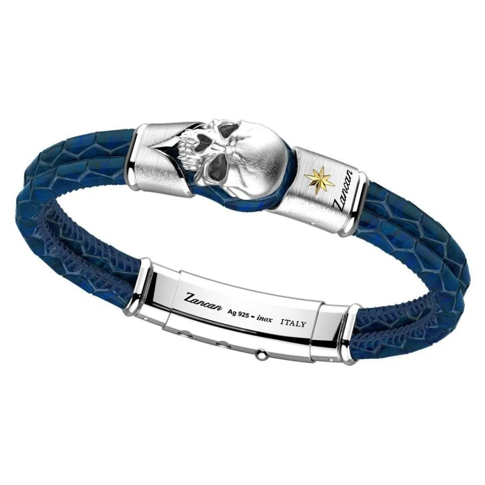 Cheap Zancan Leather Bracelet With Silver Skull. Bracelets