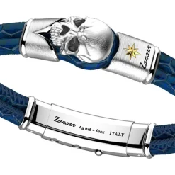 Cheap Zancan Leather Bracelet With Silver Skull. Bracelets