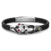 Best Sale Zancan Leather Bracelet With Crowned Silver Skull And Red Stones. Bracelets