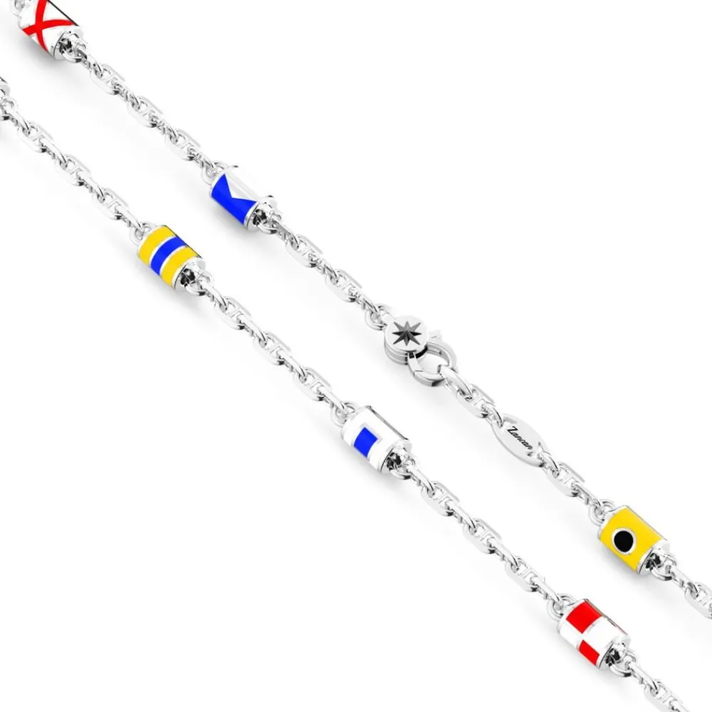 Best Sale Zancan Link-Only Silver Necklace With Nautical Flags. Colliers