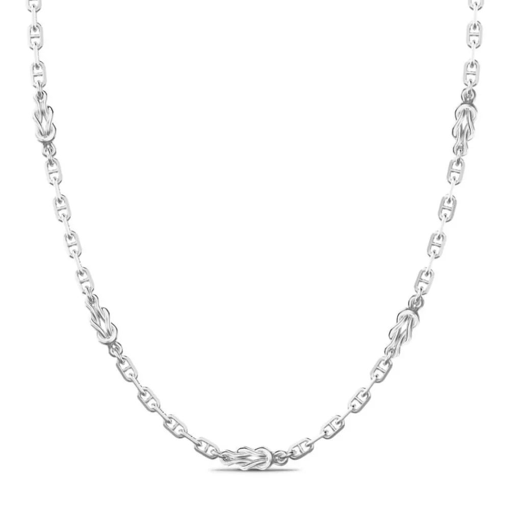 Cheap Zancan Link-Only Silver Necklace With Flat Knots. Colliers