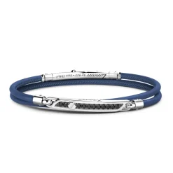 Hot Zancan Natural Leather Bracelet With Silver Tag And Black Stones. Bracelets