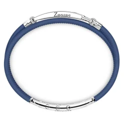 Hot Zancan Natural Leather Bracelet With Silver Tag And Black Stones. Bracelets