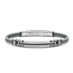 Online Zancan Natural Leather Bracelet With Silver Tag And Black Stones. Bracelets