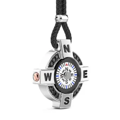 Cheap Zancan Necklace With A White Silver Compass And Black Spinels. Colliers