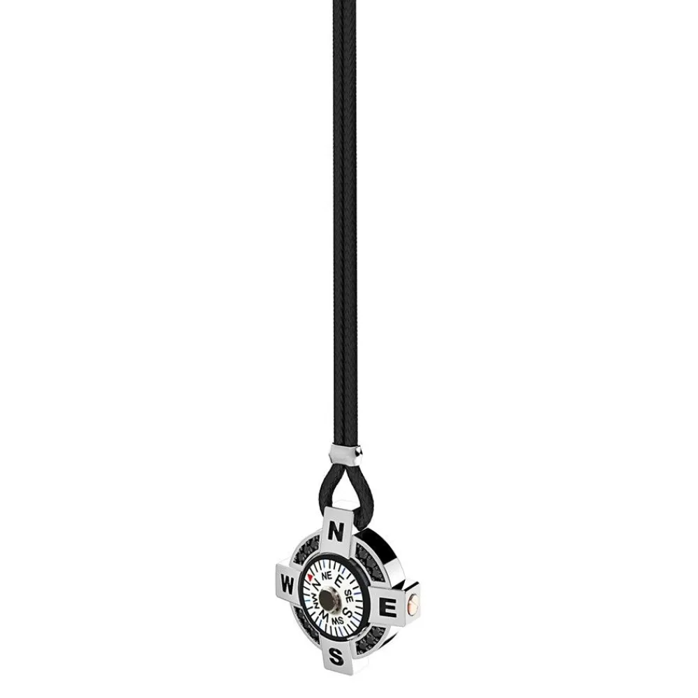 Cheap Zancan Necklace With A White Silver Compass And Black Spinels. Colliers